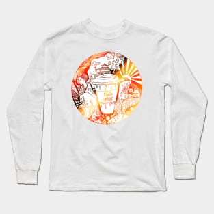 Gold and White Coffee In Japan Long Sleeve T-Shirt